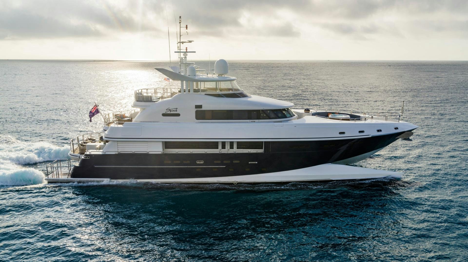 a large white boat in the water aboard MY SPIRIT Yacht for Sale