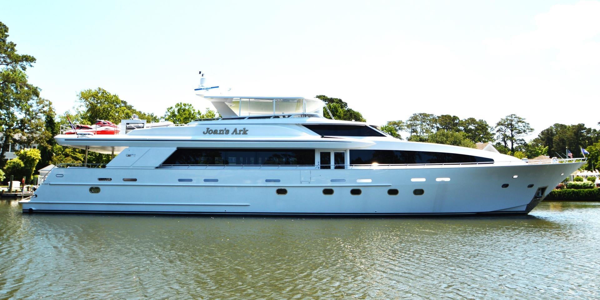 a large white boat aboard MARBRI Yacht for Sale