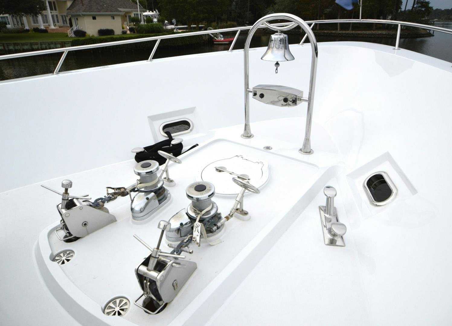 a white cylindrical object with a light bulb on it aboard MARBRI Yacht for Sale