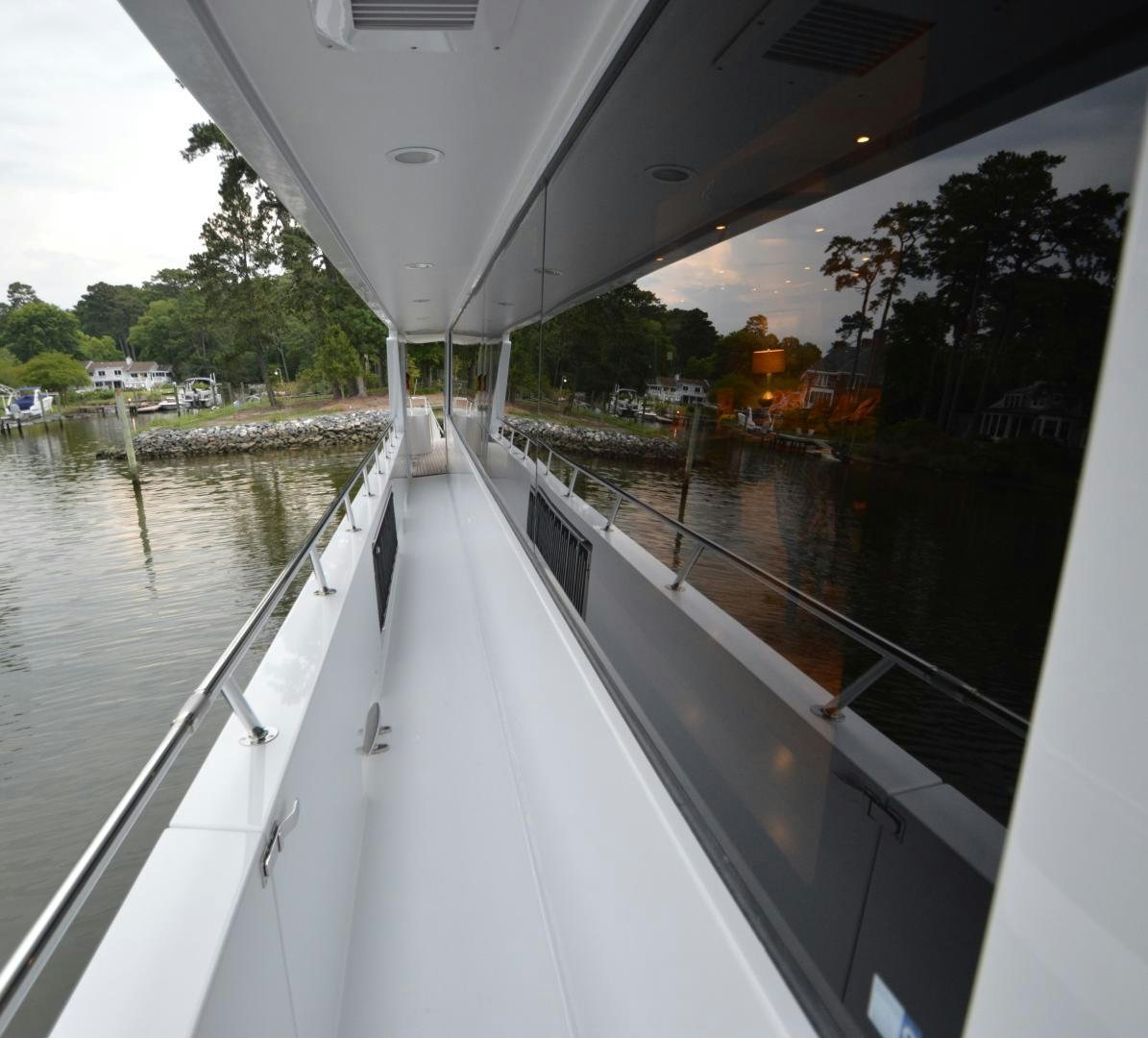 a view of a flooded street from a balcony aboard MARBRI Yacht for Sale