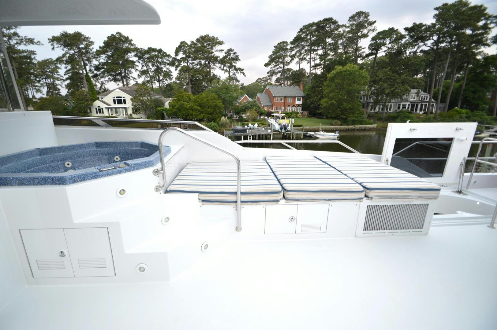 a roof with solar panels aboard MARBRI Yacht for Sale