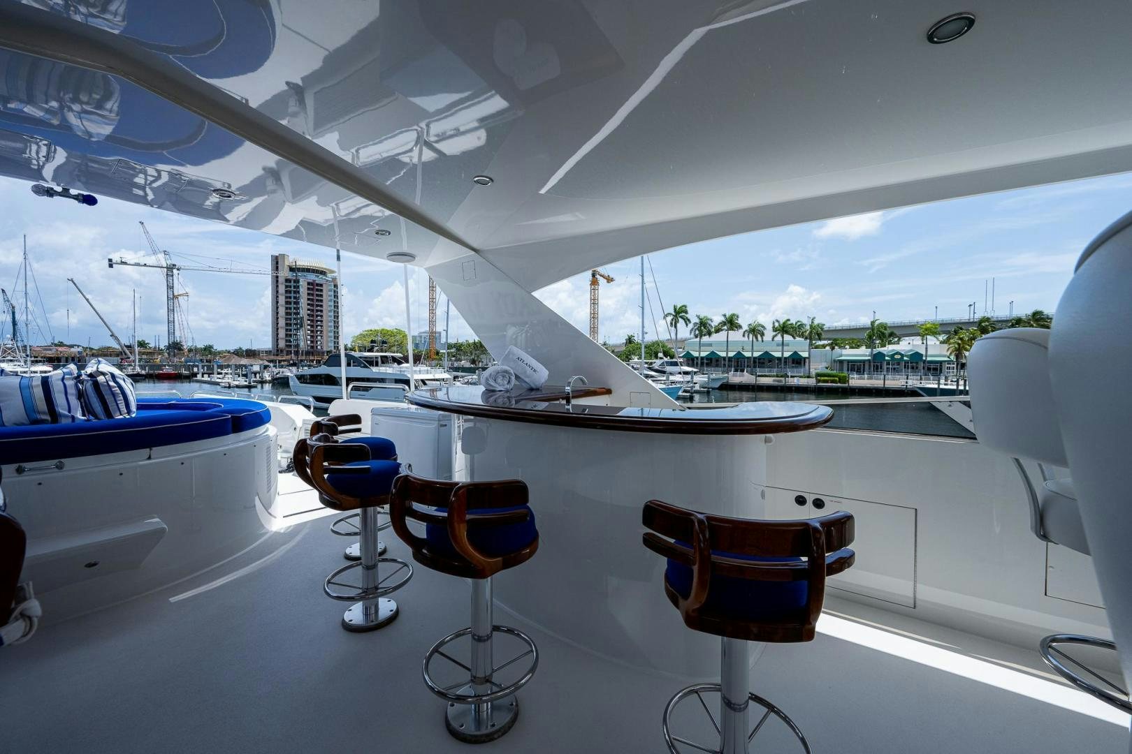 a couple of chairs on a table aboard ATLANTIC Yacht for Sale