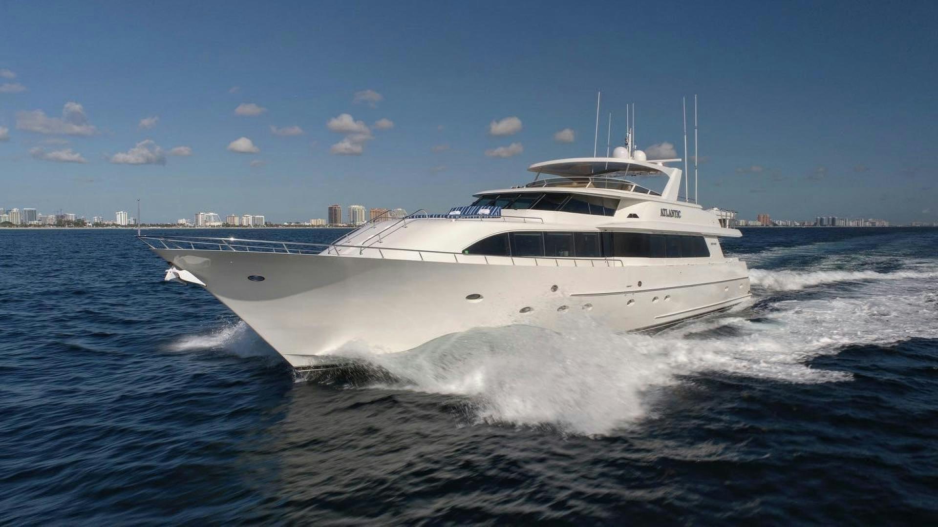 a white yacht on the water aboard ATLANTIC Yacht for Sale