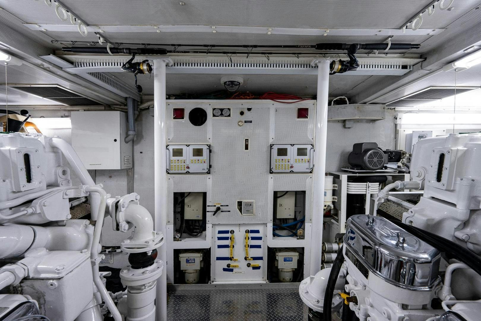 a room with machinery and pipes aboard ATLANTIC Yacht for Sale
