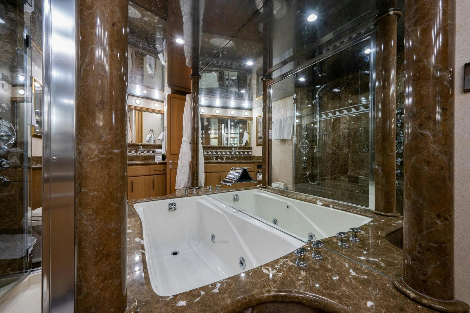 a bathroom with a large bathtub aboard ATLANTIC Yacht for Sale