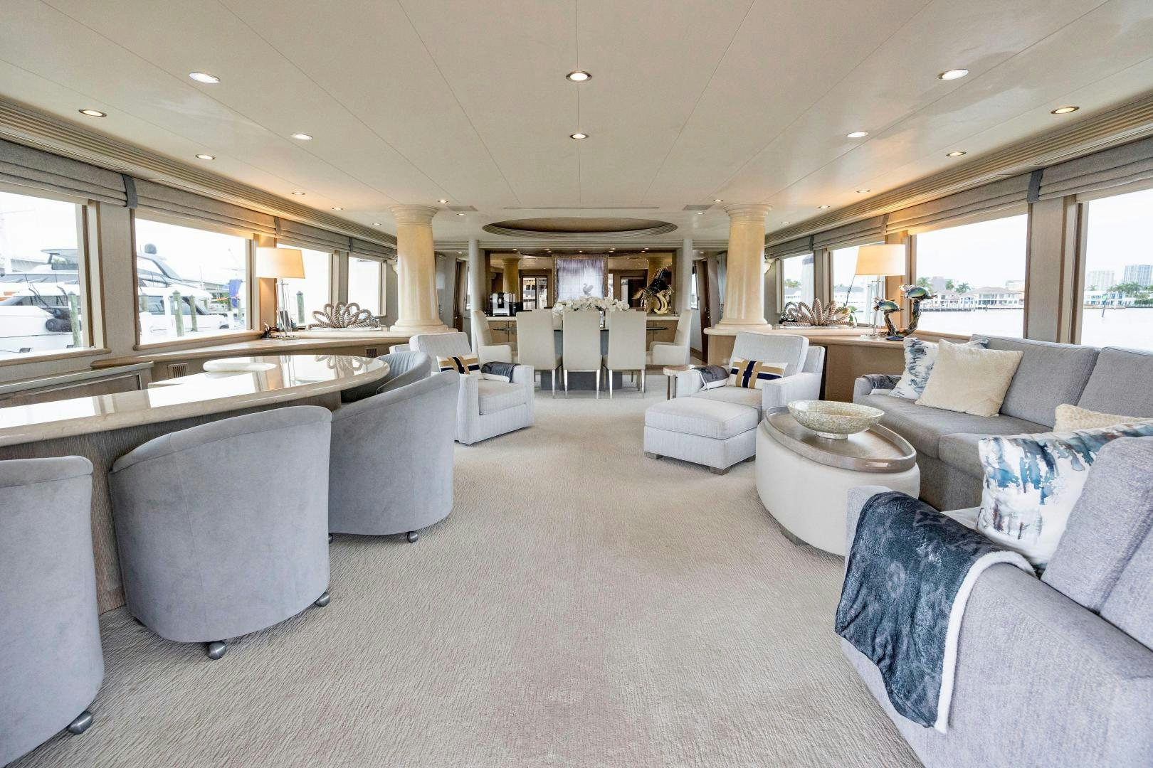 a large living room with a large open floor plan aboard ATLANTIC Yacht for Sale