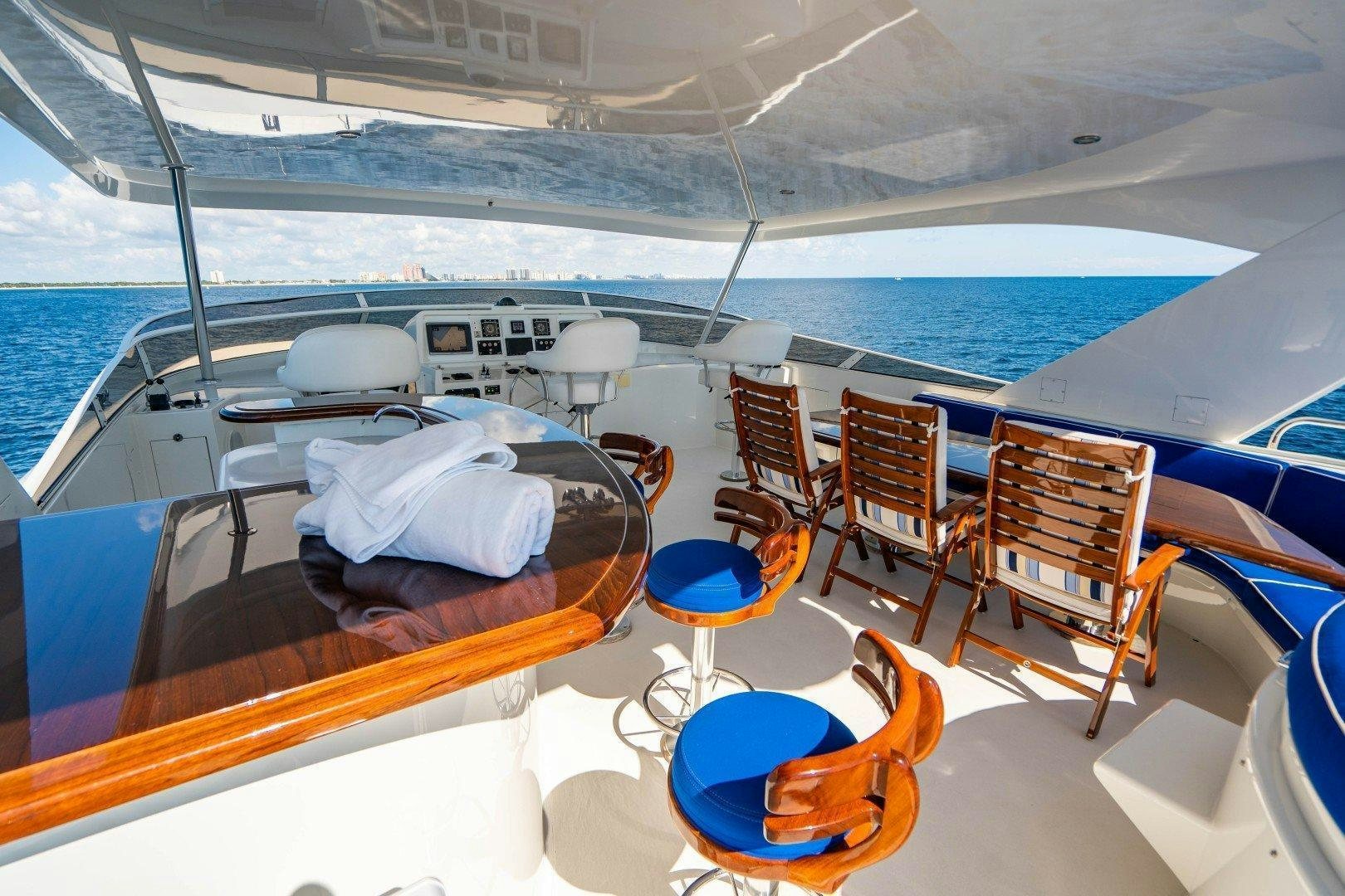 a boat with chairs on it aboard ATLANTIC Yacht for Sale