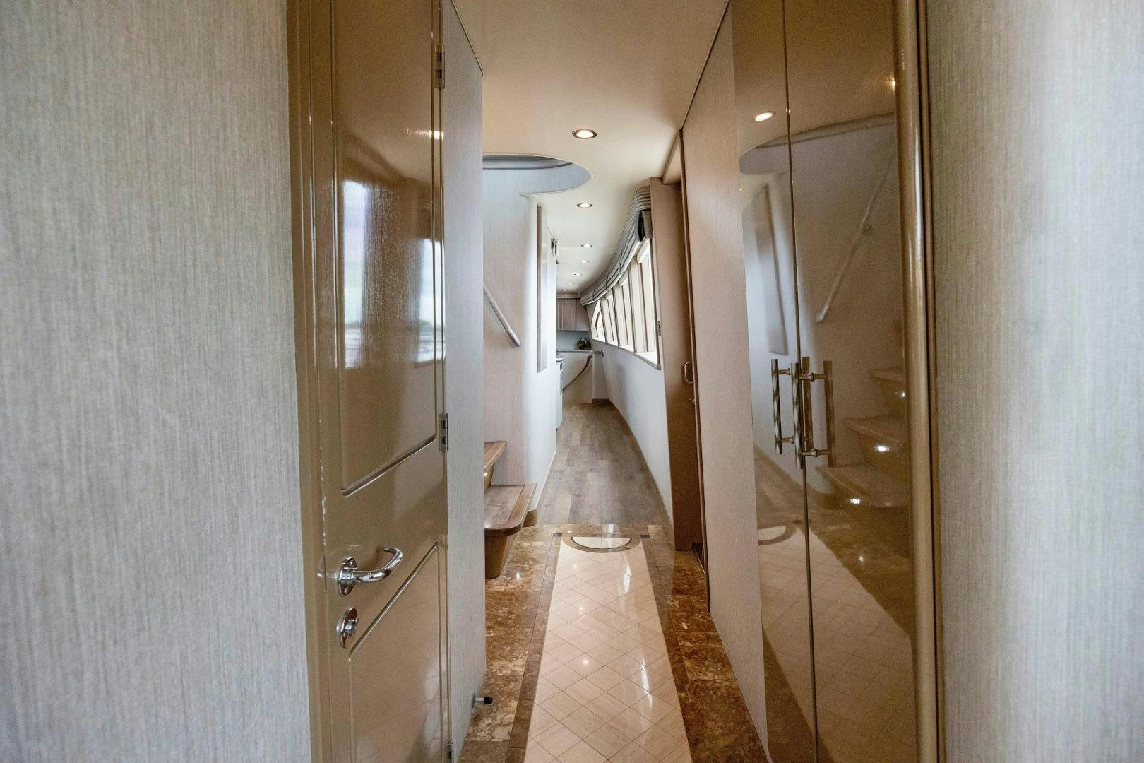 a bathroom with a glass shower aboard ATLANTIC Yacht for Sale