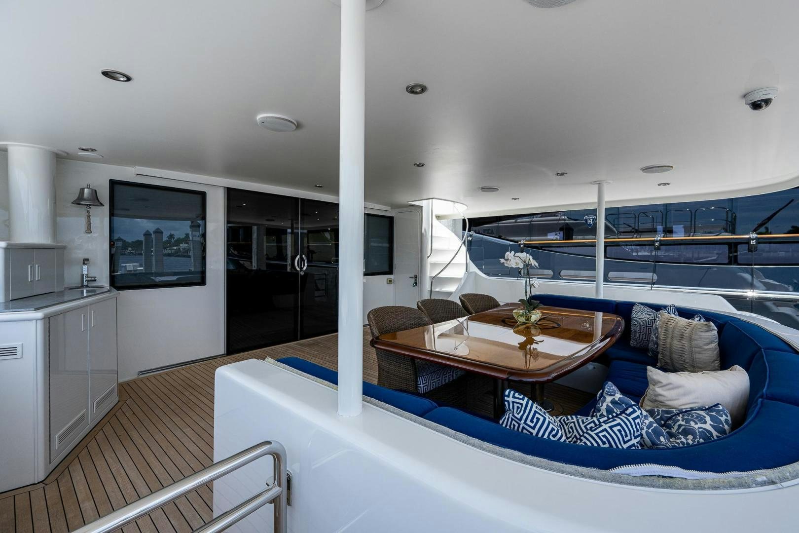 a room with a table and a couch aboard ATLANTIC Yacht for Sale