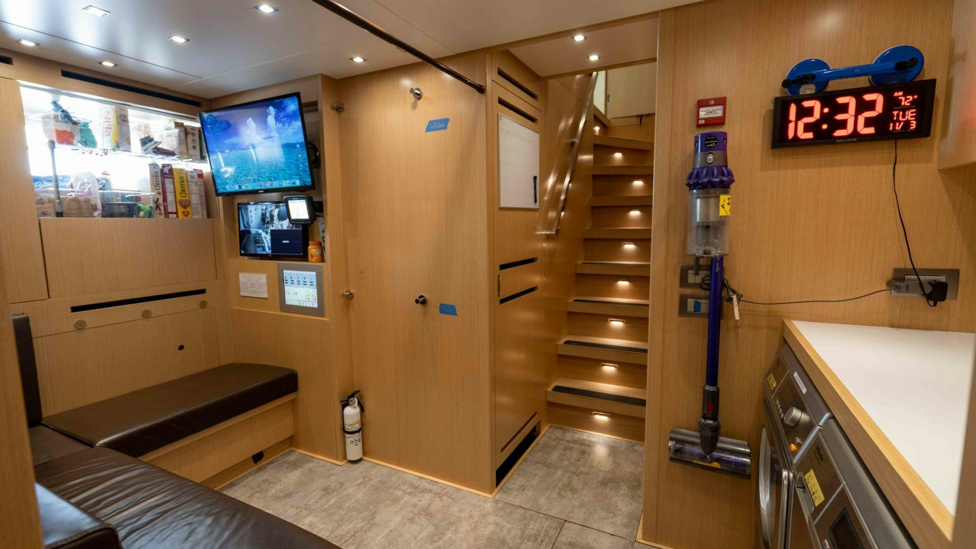 a room with a bunk bed and a tv aboard NOTORIOUS Yacht for Sale
