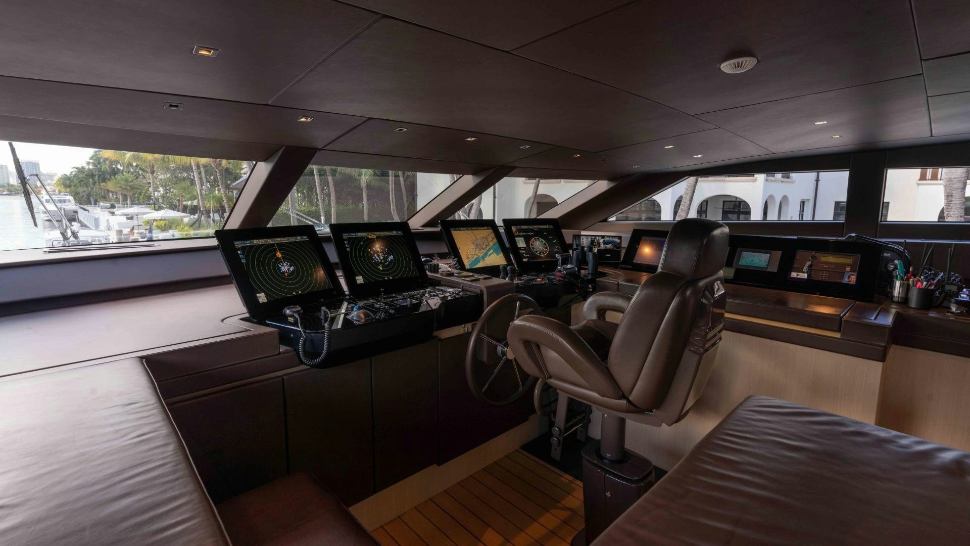 inside of a vehicle with computers aboard NOTORIOUS Yacht for Sale