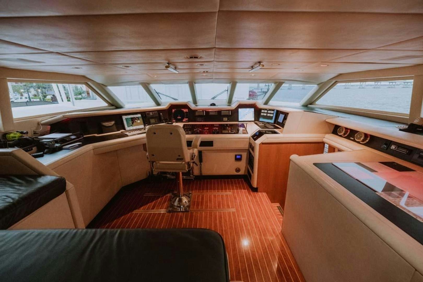 inside of a building with a desk and chair aboard SKY Yacht for Sale