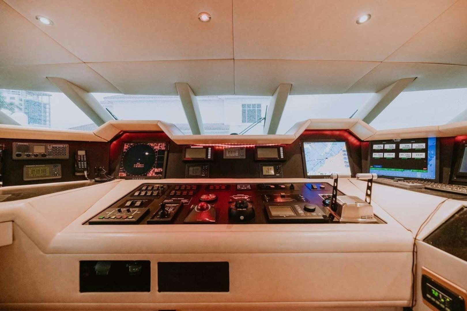 inside of a control room aboard SKY Yacht for Sale