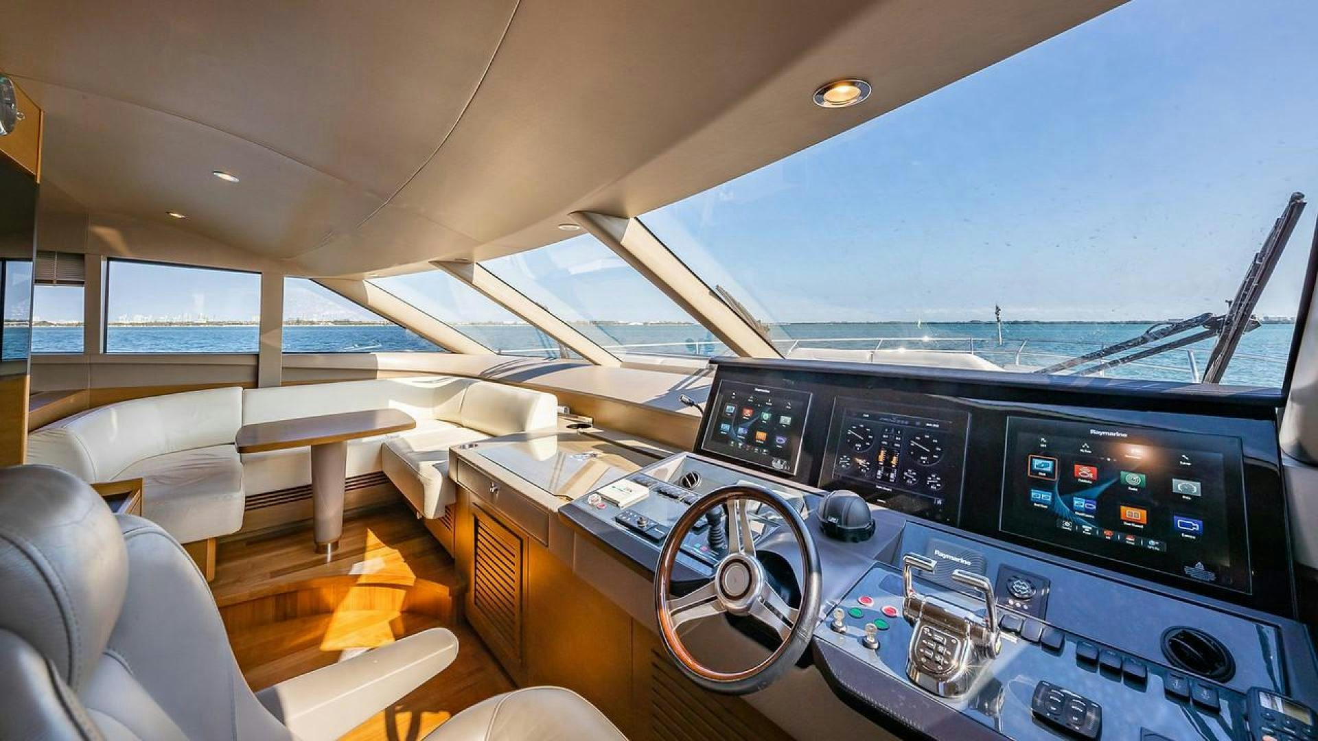 inside of a car aboard FREEDOM Yacht for Sale