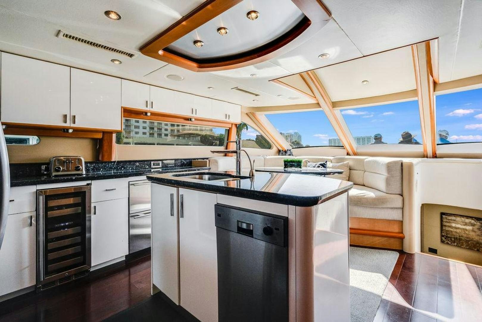 a kitchen with a stove and oven aboard CHIP Yacht for Sale