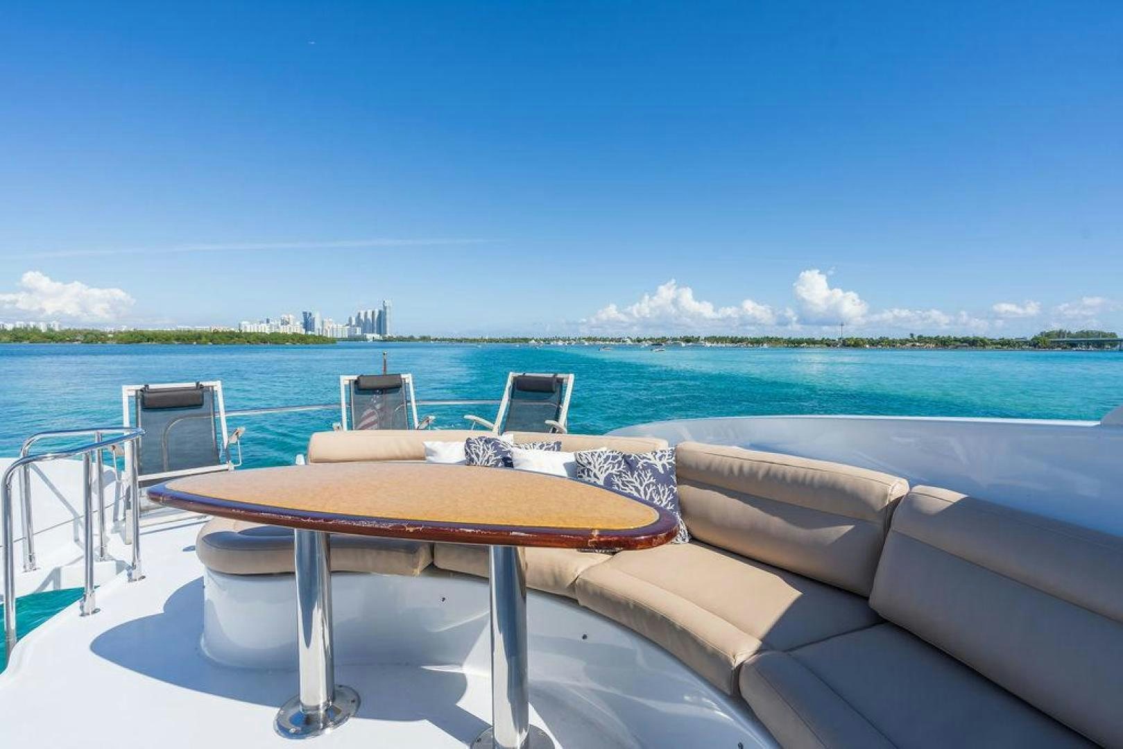 a table and chairs on a boat aboard CHIP Yacht for Sale