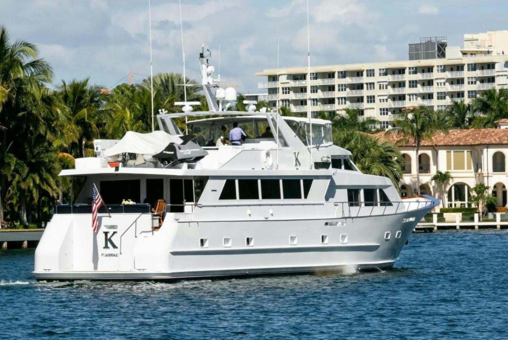 a white boat in the water aboard K Yacht for Sale