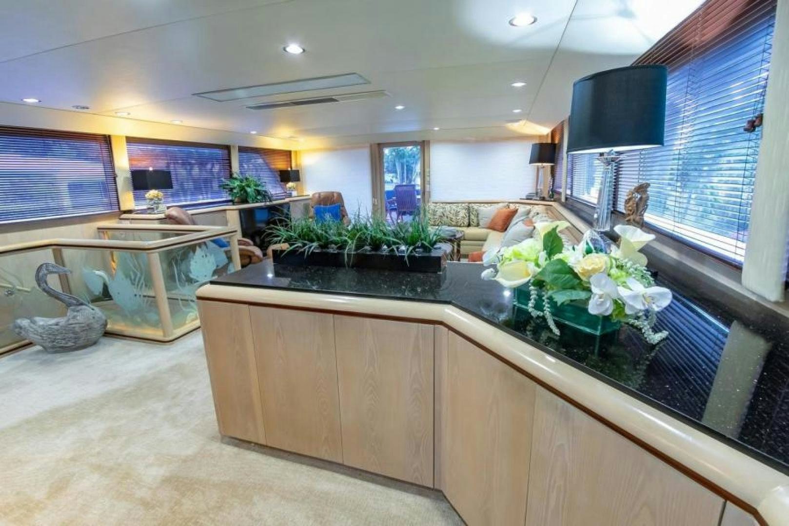 a kitchen with a large island aboard K Yacht for Sale