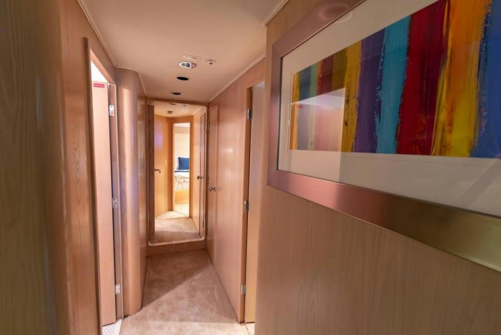 a hallway with a door and a mirror aboard K Yacht for Sale