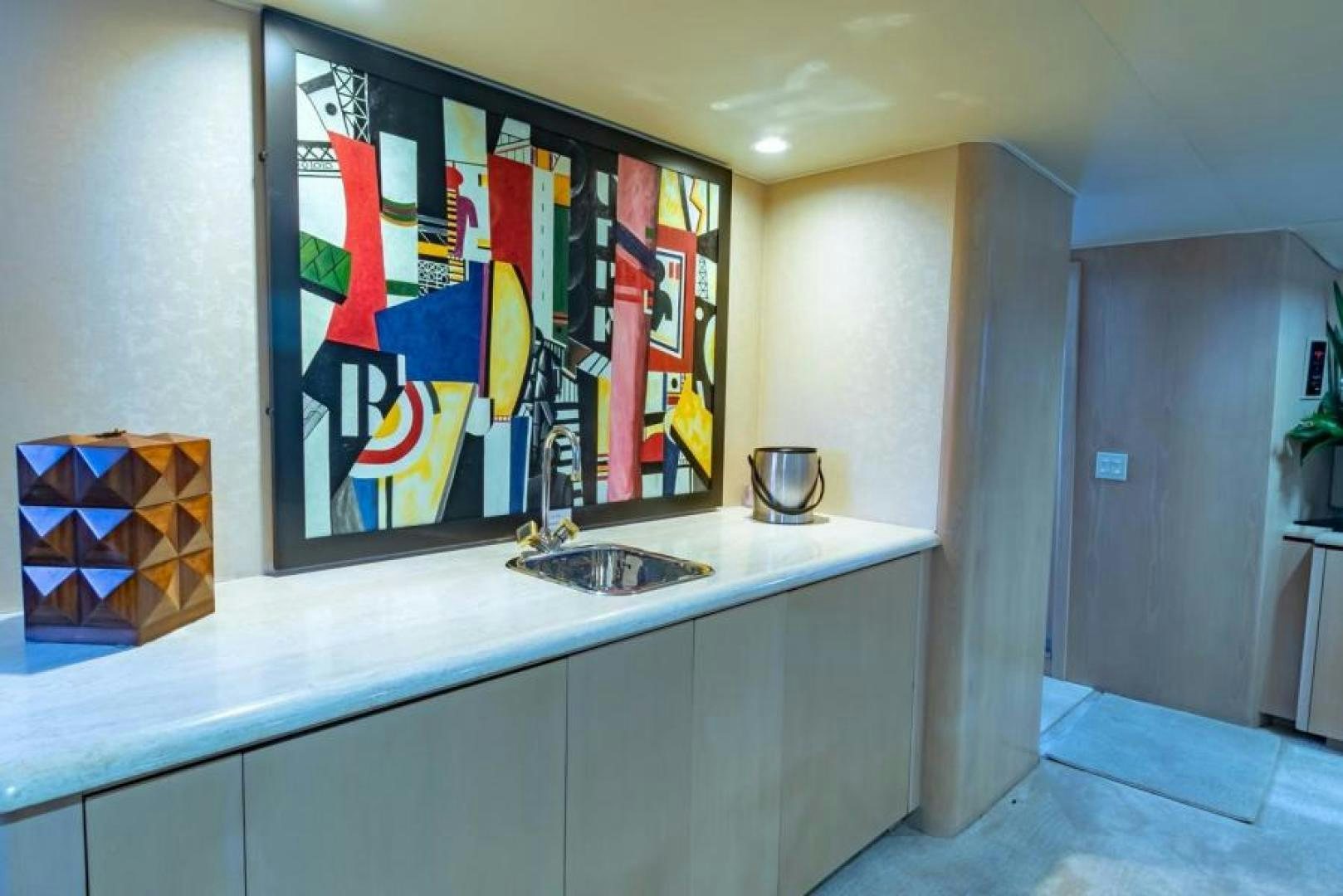 a bathroom with a sink and a mirror aboard K Yacht for Sale