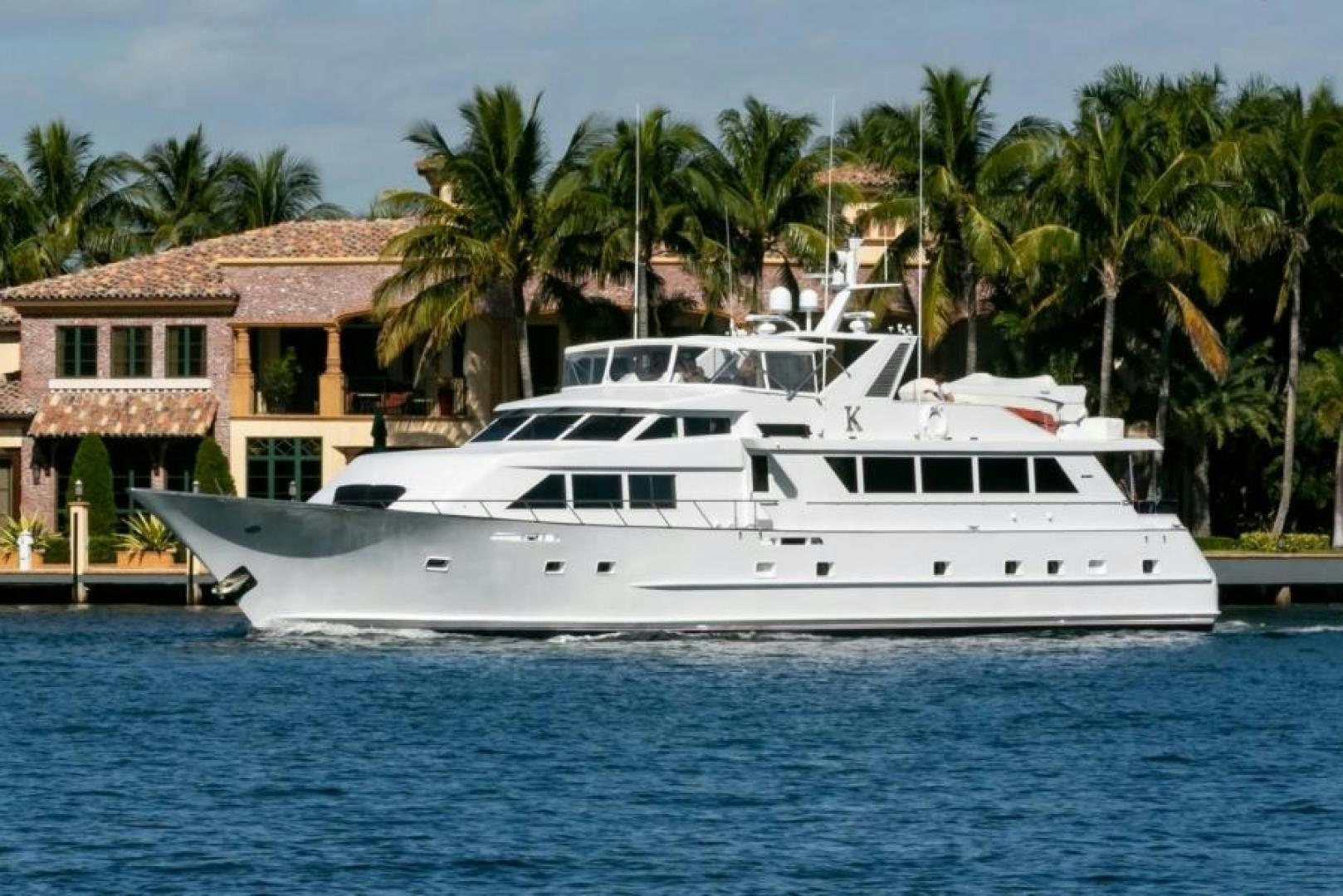 a white yacht in the water aboard K Yacht for Sale