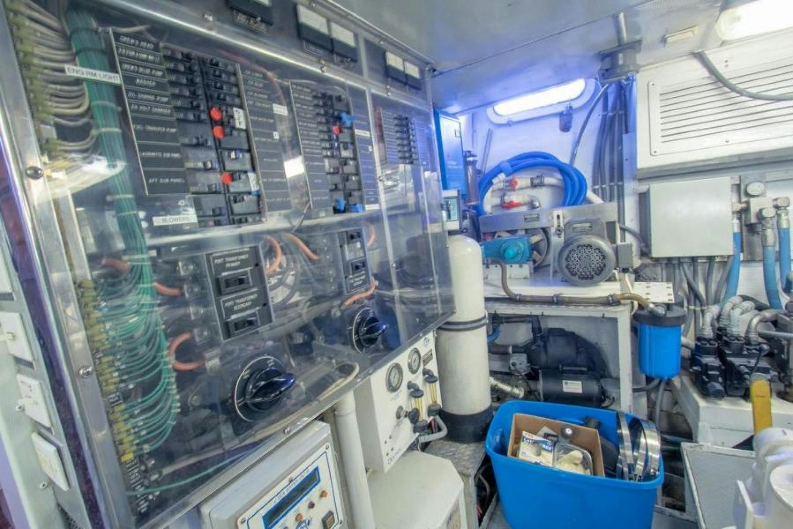 a large room with machinery aboard K Yacht for Sale