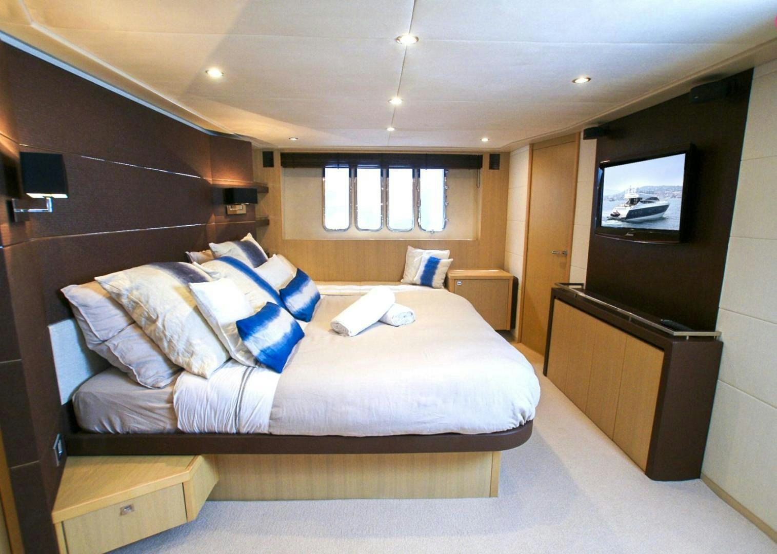 a bed in a room aboard GITANA I Yacht for Sale