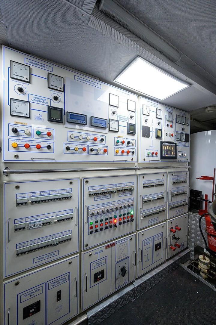 a room with a display of electronics aboard BW Yacht for Sale