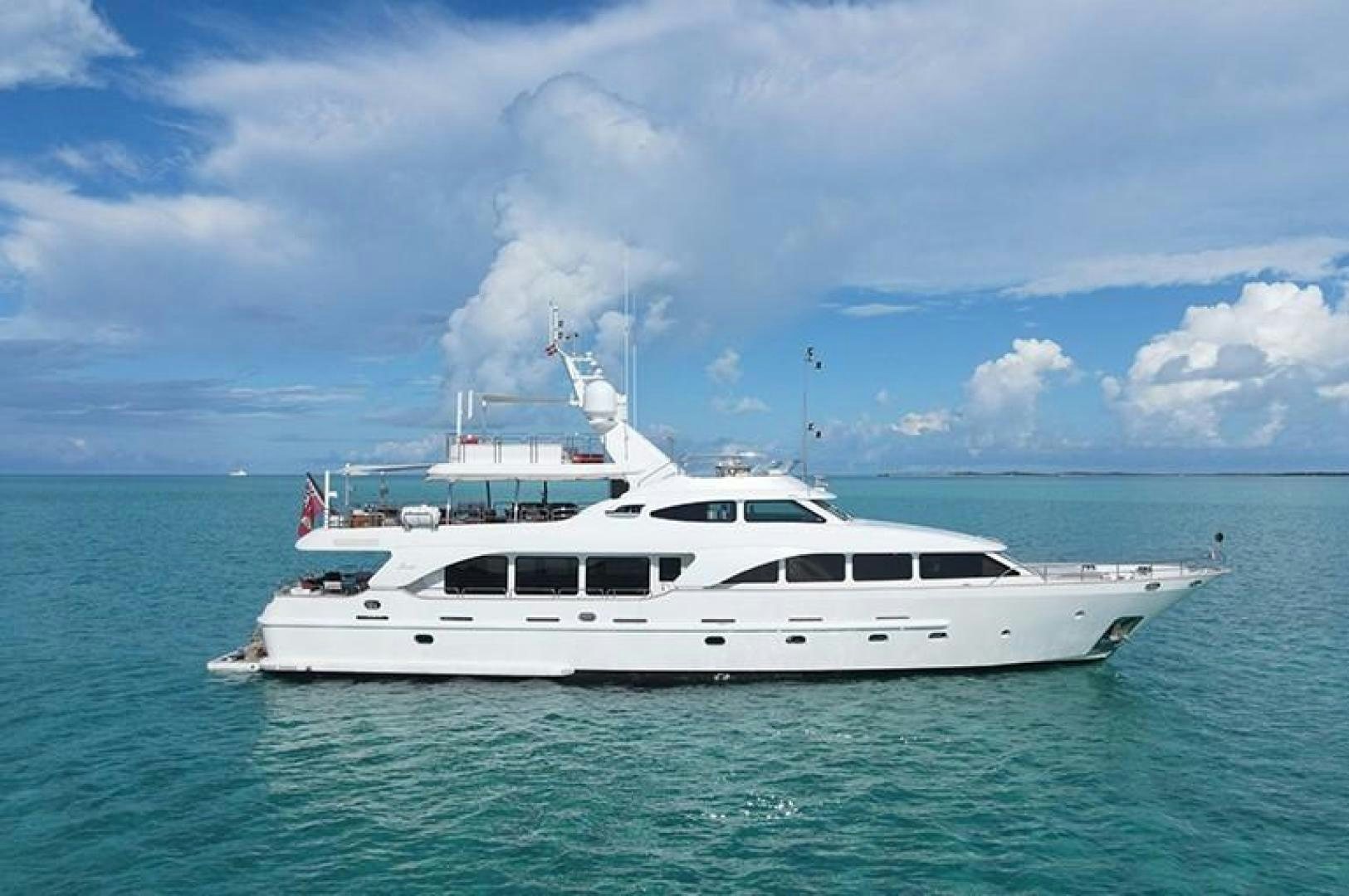 a white boat in the water aboard BW Yacht for Sale
