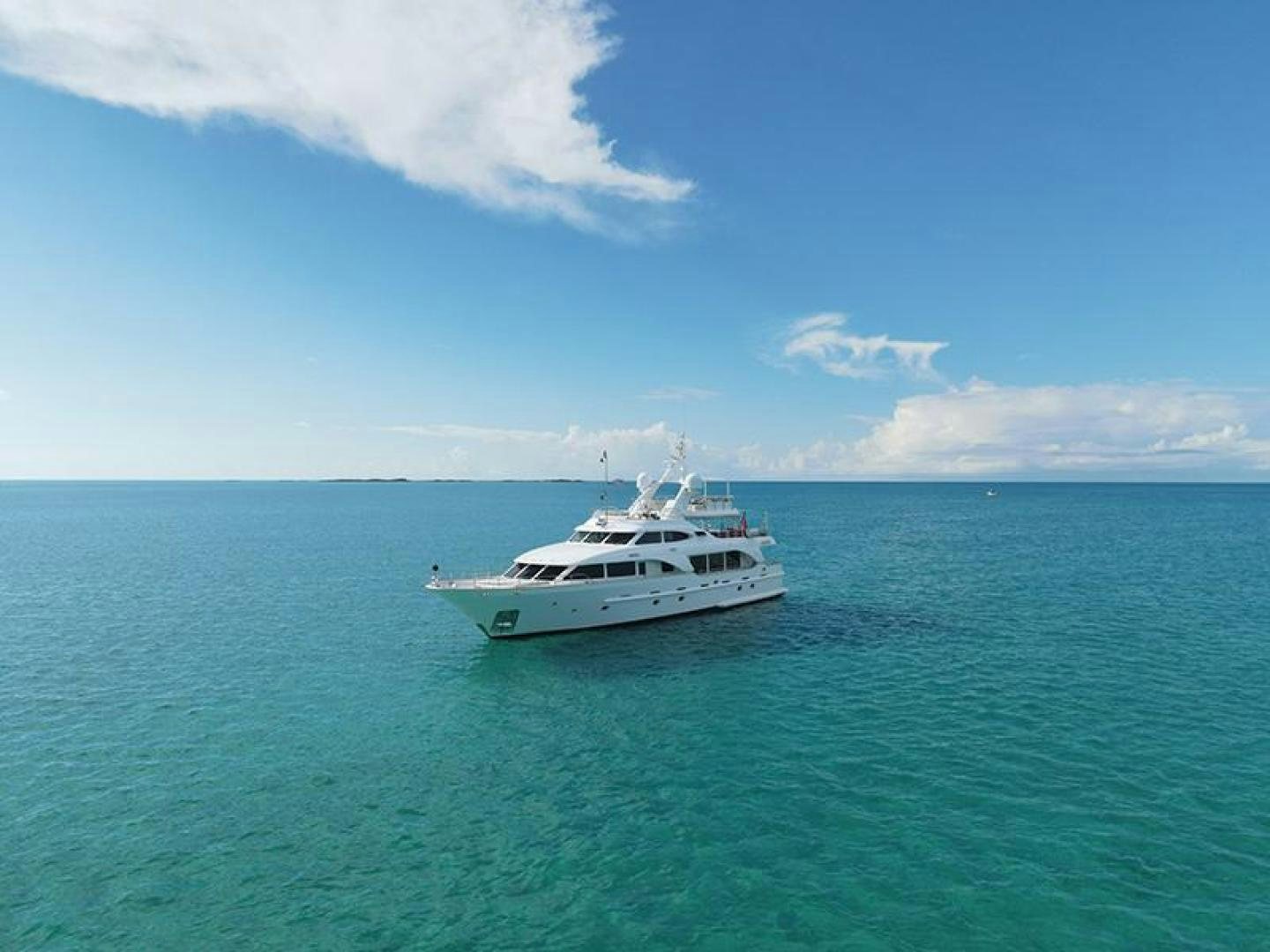 a white boat in the water aboard BW Yacht for Sale