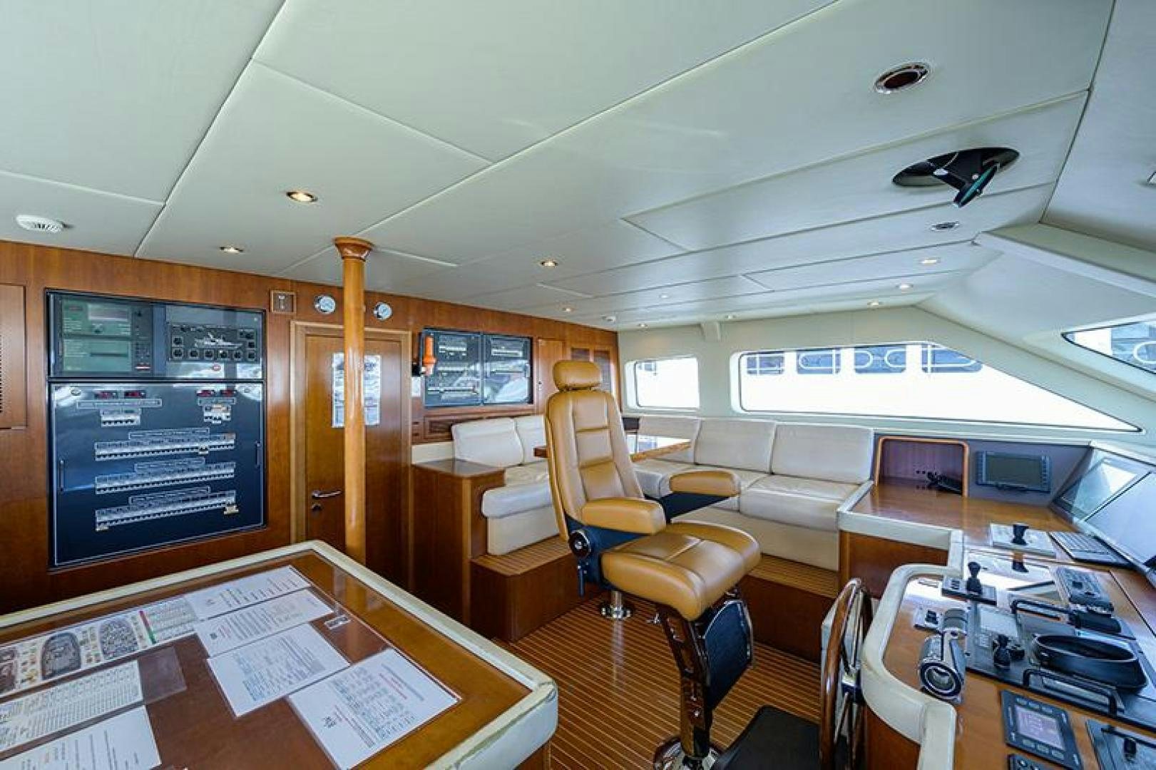 a room with a desk and chairs aboard BW Yacht for Sale
