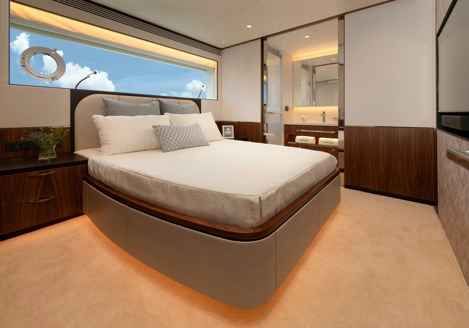 a large bed in a room aboard FD100 911 Yacht for Sale