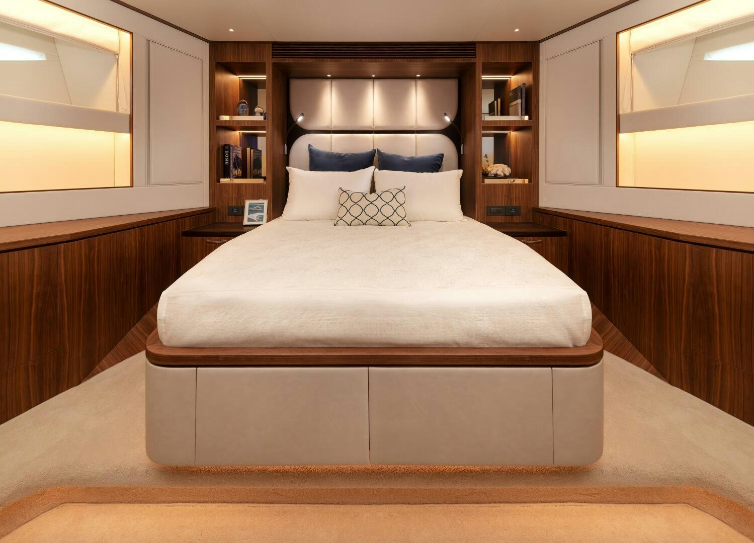 a bed in a room aboard FD100 911 Yacht for Sale