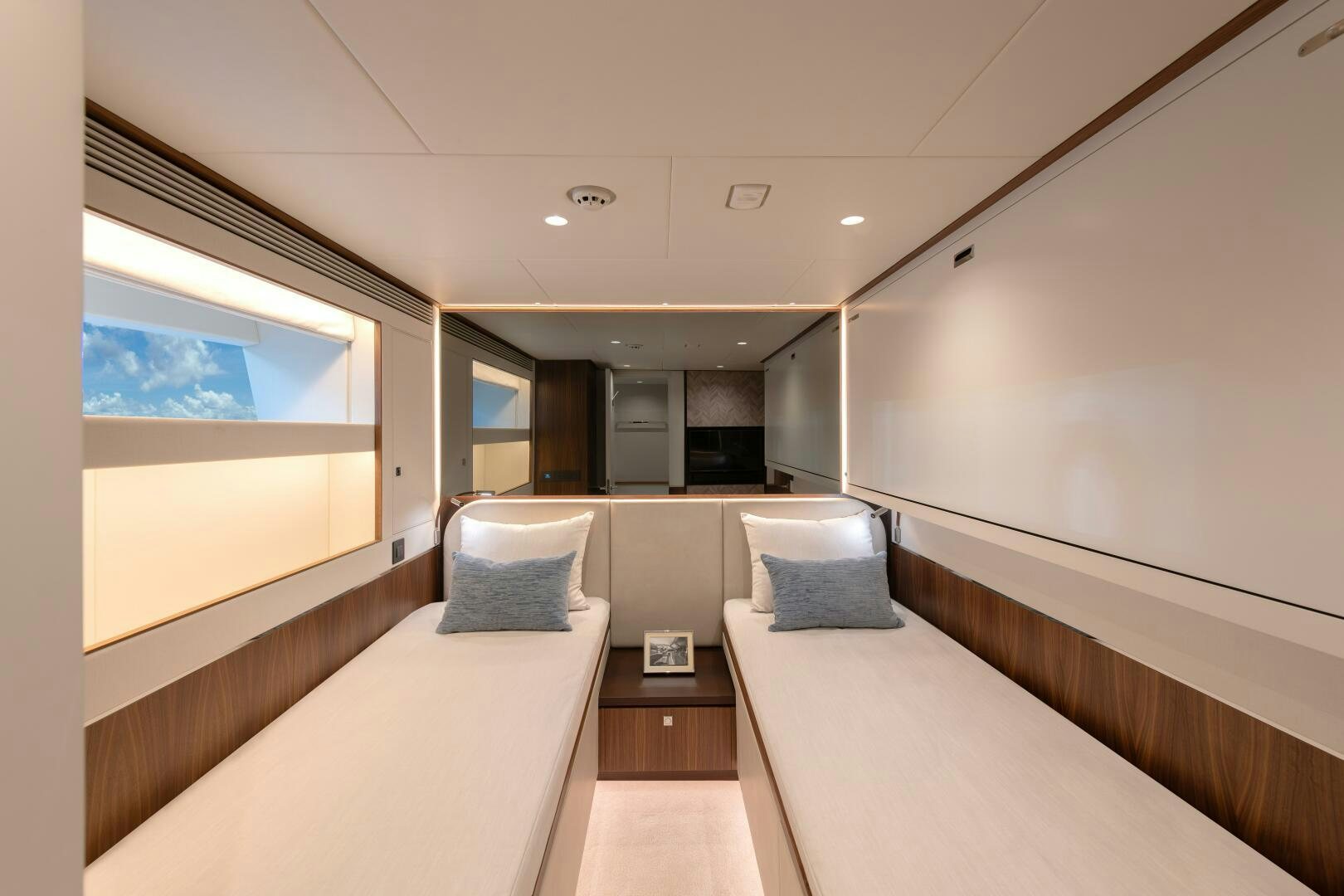 a room with a large window aboard FD100 911 Yacht for Sale
