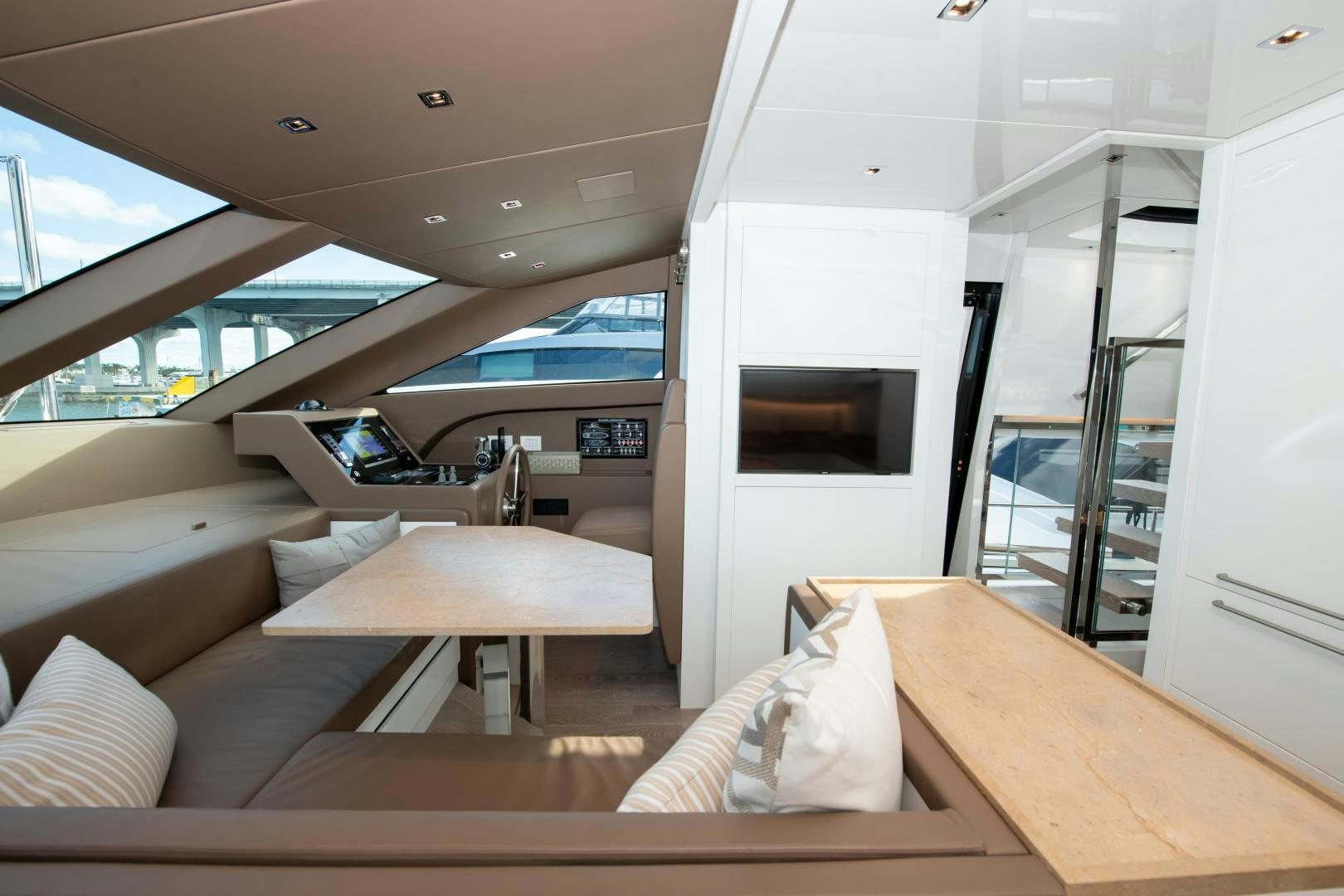 inside of a car aboard MARAVI Yacht for Sale