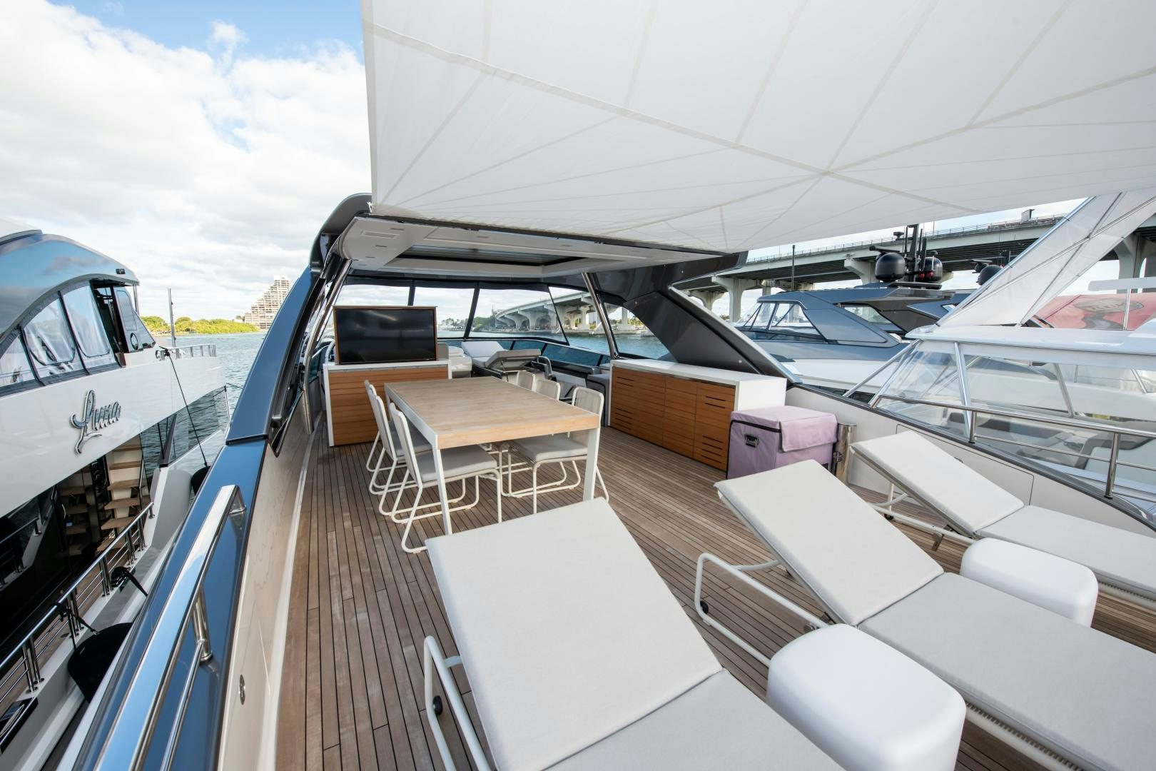 a deck of a boat aboard MARAVI Yacht for Sale