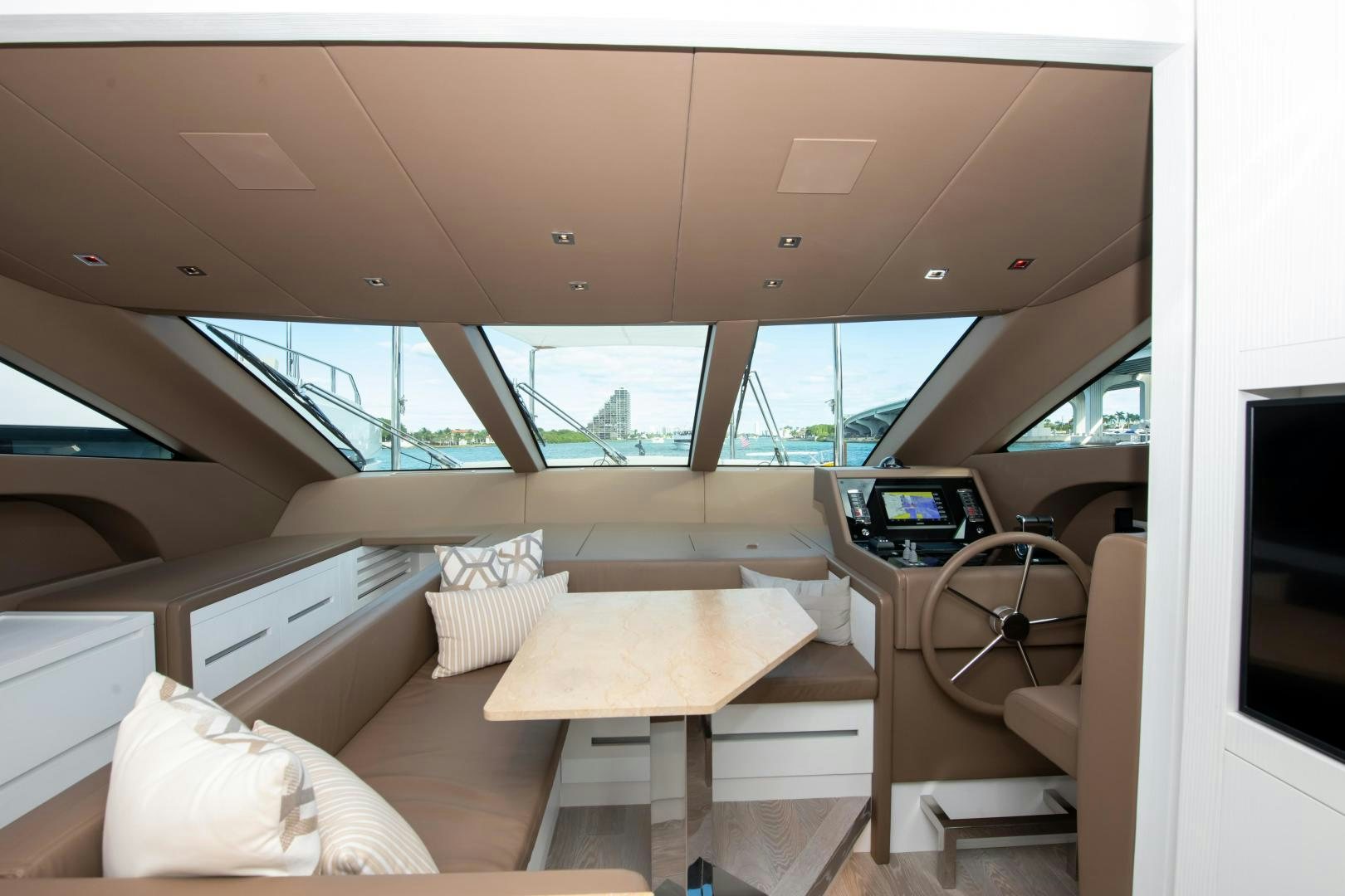inside of a car aboard MARAVI Yacht for Sale