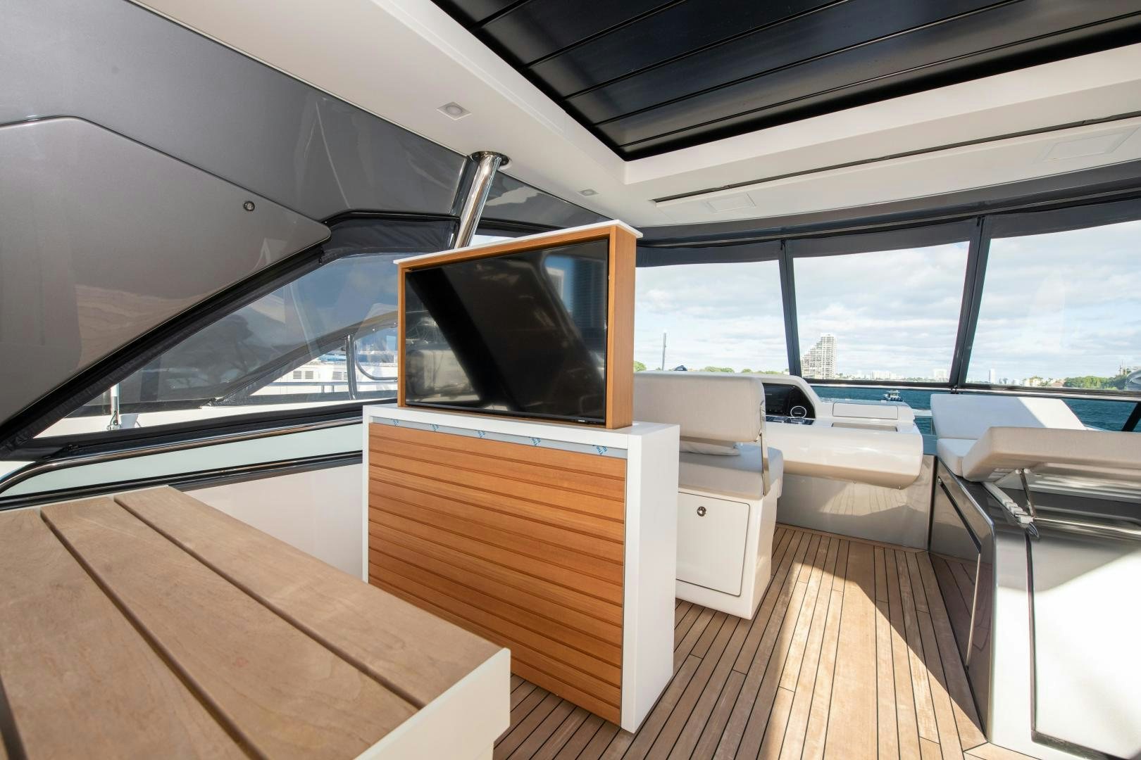 inside of a car aboard MARAVI Yacht for Sale