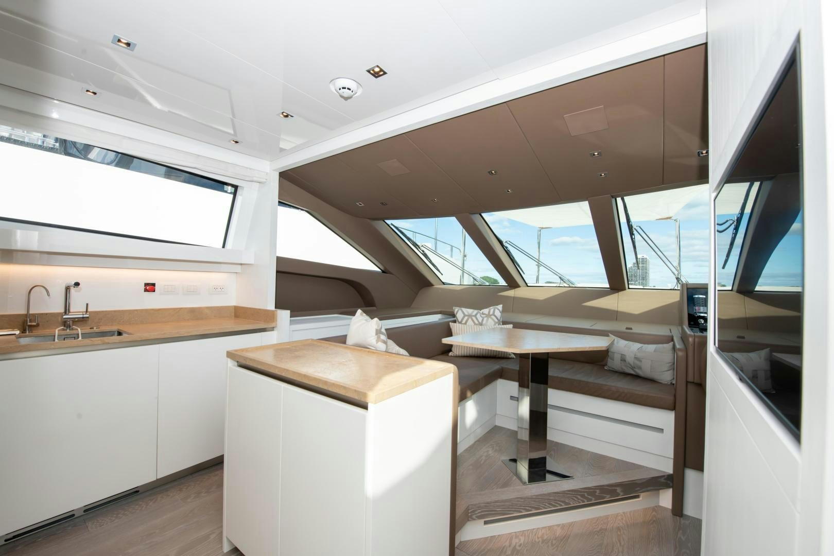 a room with a bed and a desk aboard MARAVI Yacht for Sale
