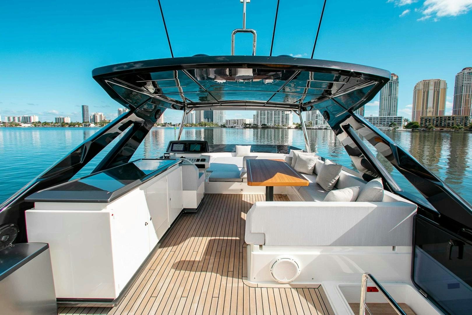a boat on a deck aboard OUR TRADE Yacht for Sale