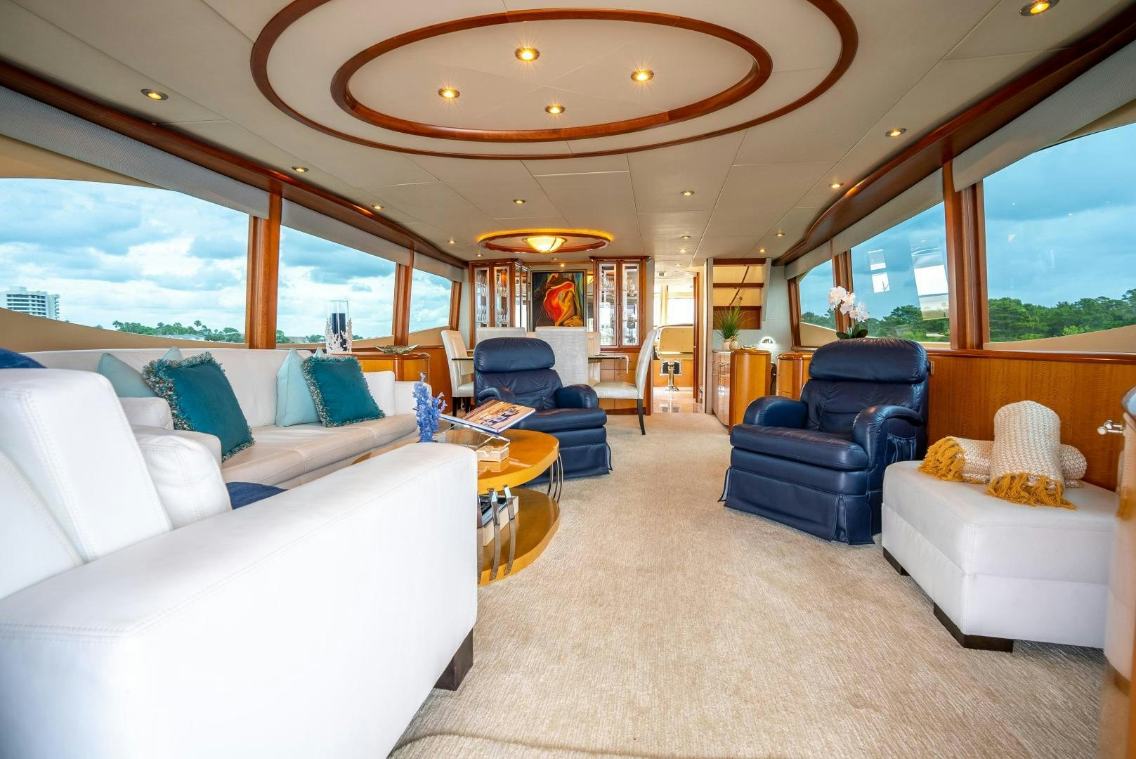 inside of a car aboard STARFIRE Yacht for Sale