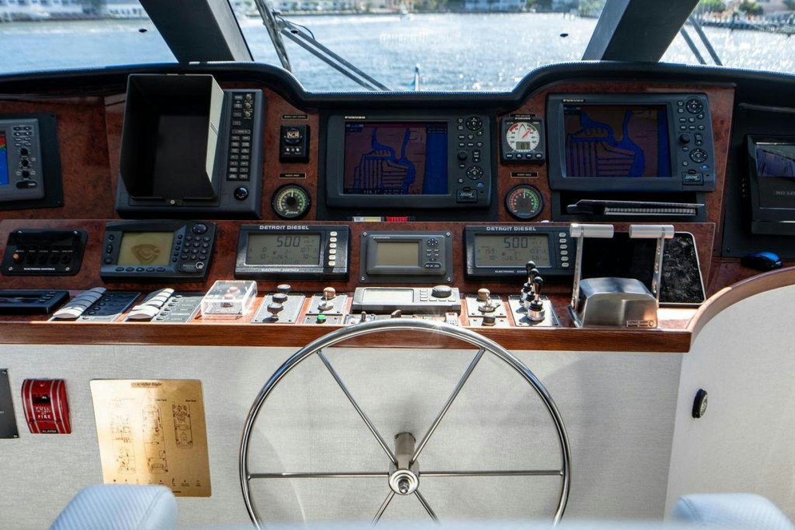 a table with electronic devices aboard THREE BLESSINGS Yacht for Sale