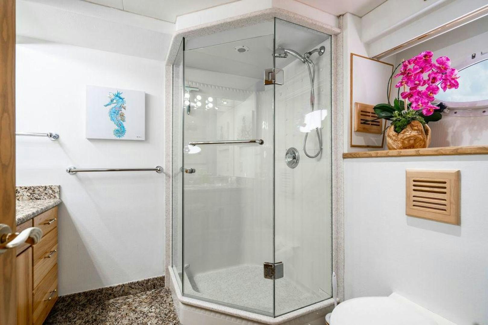 a shower unit in a bathroom aboard THREE BLESSINGS Yacht for Sale