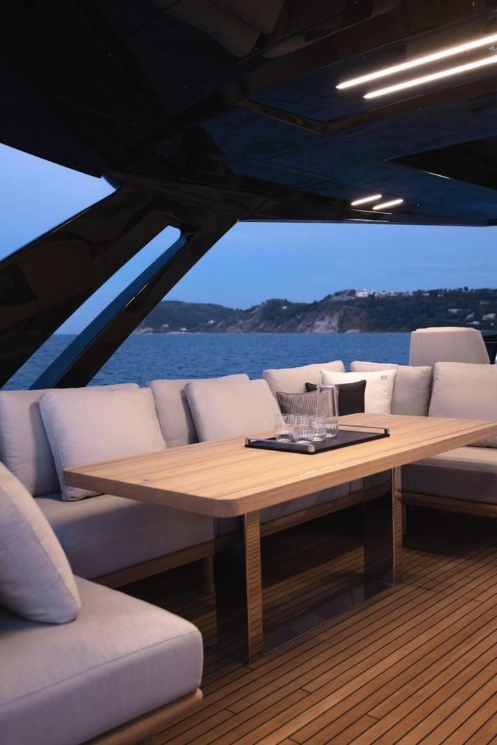 a table on a boat aboard ALVEARE Yacht for Sale