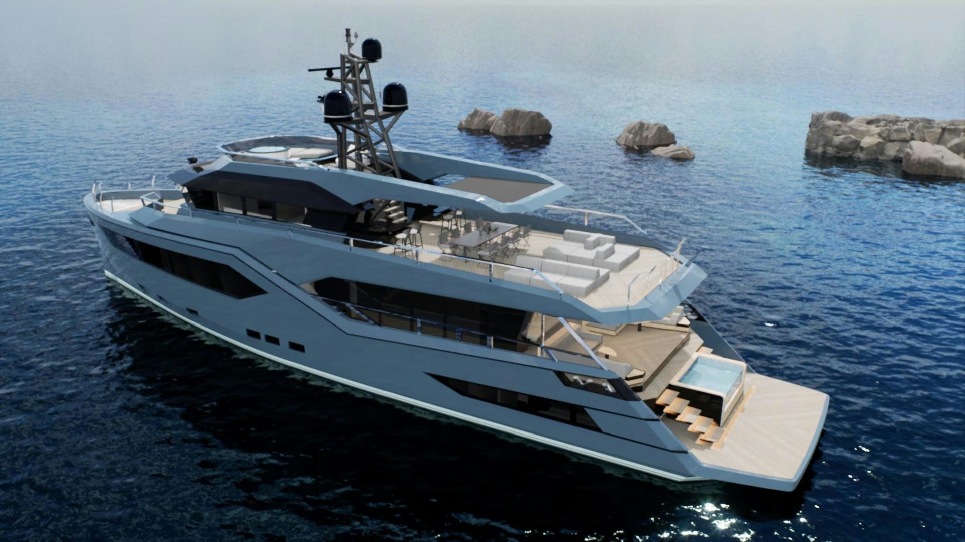 a boat in the water aboard EVADNE ROCK XL HULL 1 Yacht for Sale