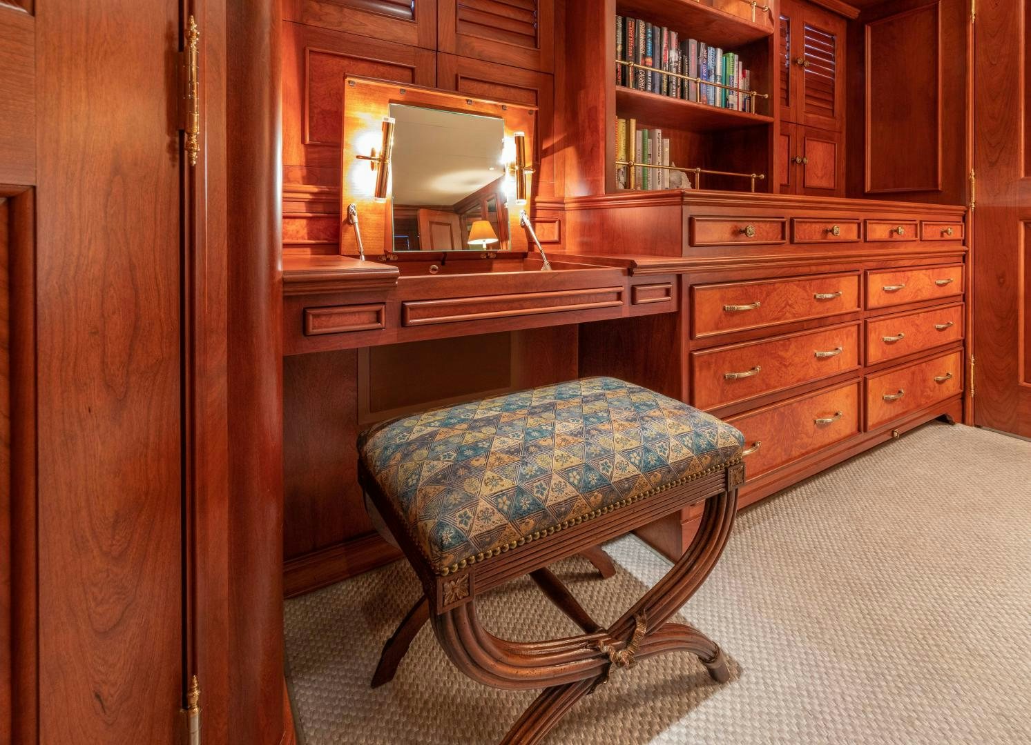 a chair in a room aboard SIMARON Yacht for Sale