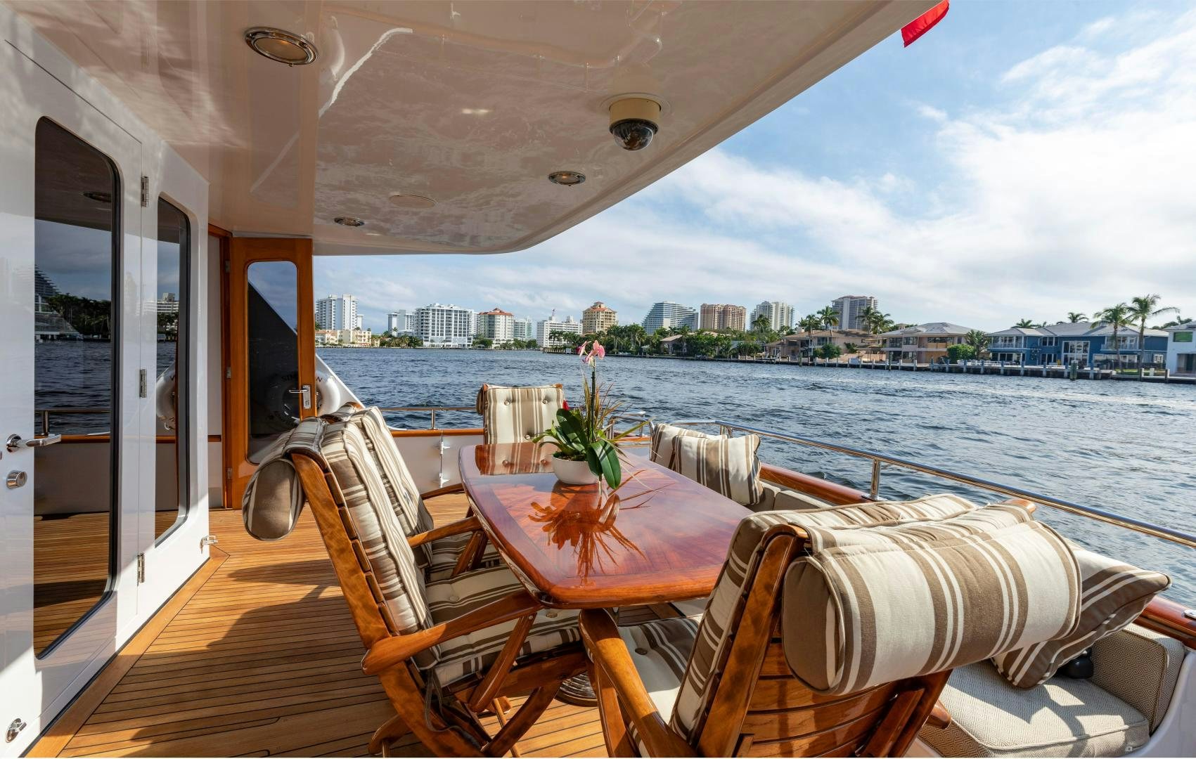 a table and chairs on a boat aboard SIMARON Yacht for Sale