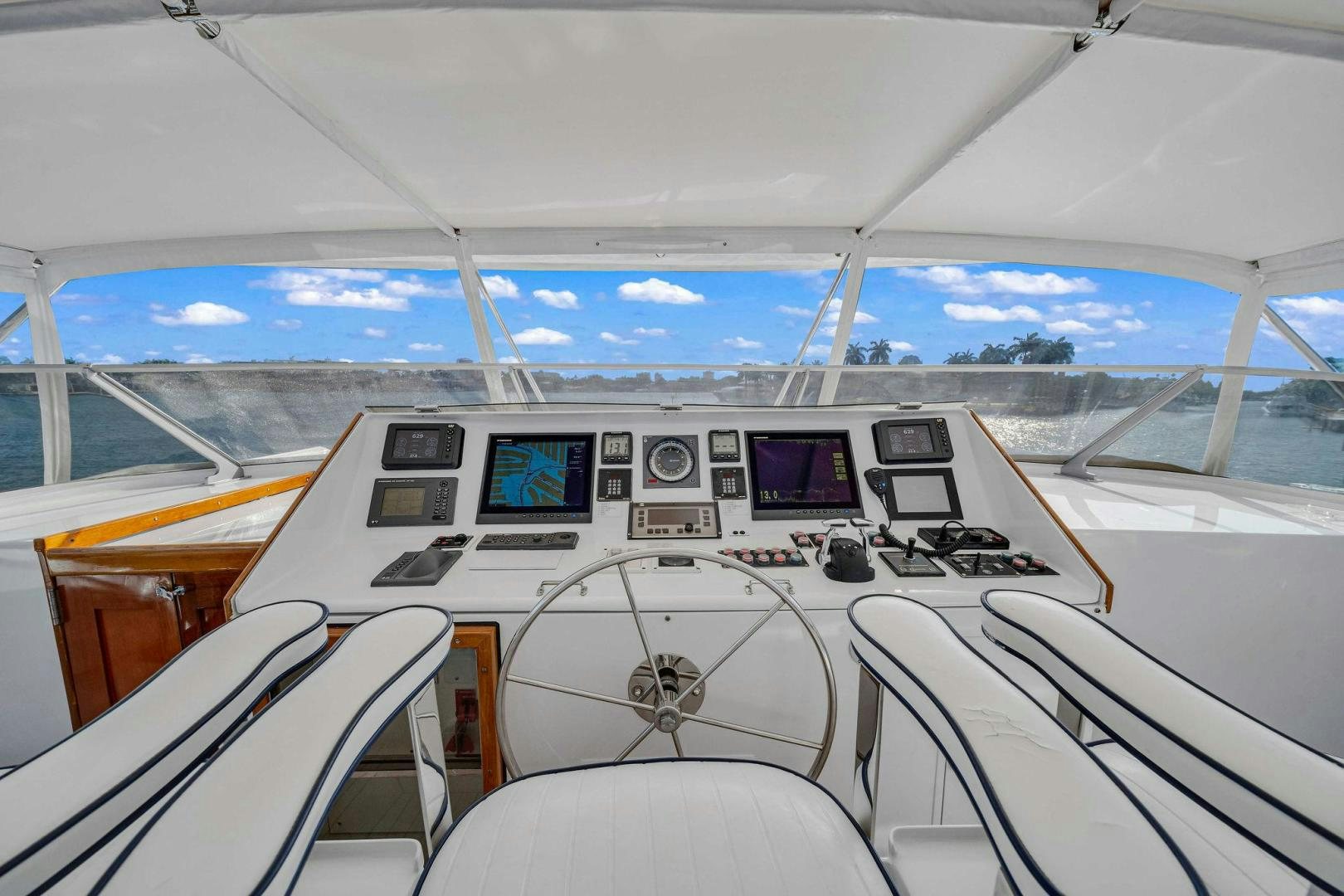 inside of a cockpit aboard INEVITABLE Yacht for Sale