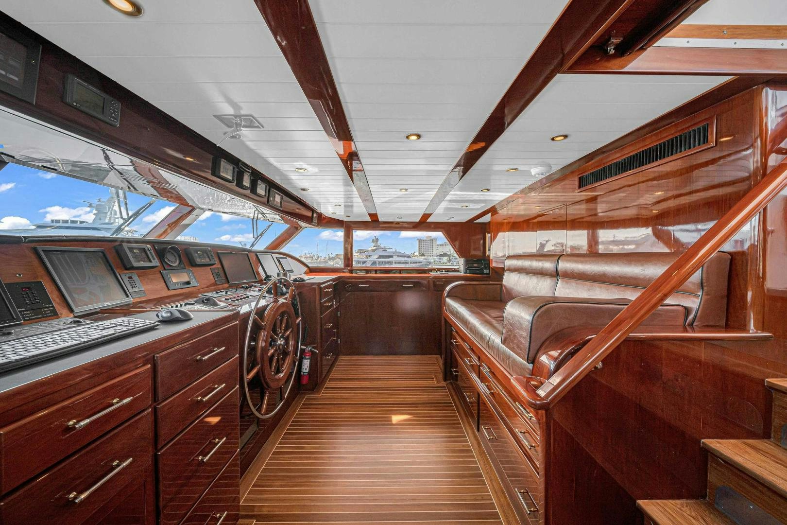 inside of a wooden boat aboard INEVITABLE Yacht for Sale