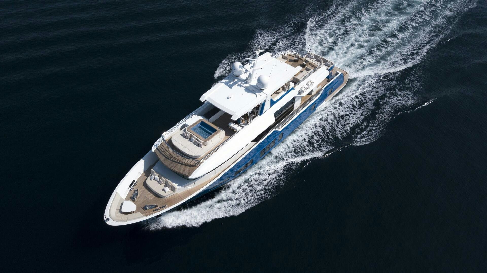 a high angle view of a boat aboard PICCOLO Yacht for Sale